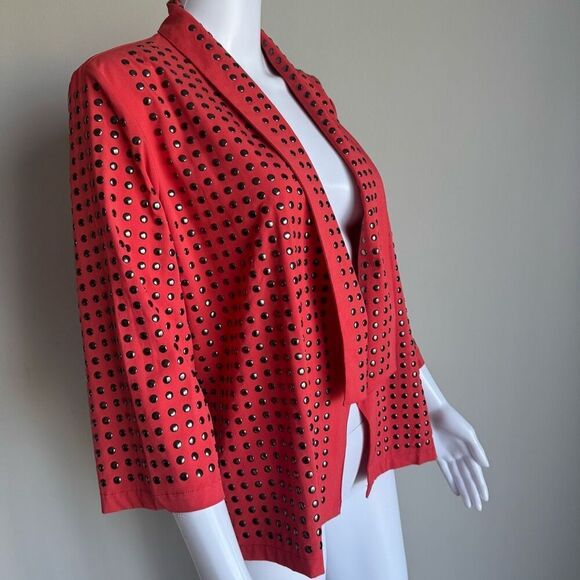 Y2K Studded Slinky Open Front Cardigan Orange - Picture 4 of 9